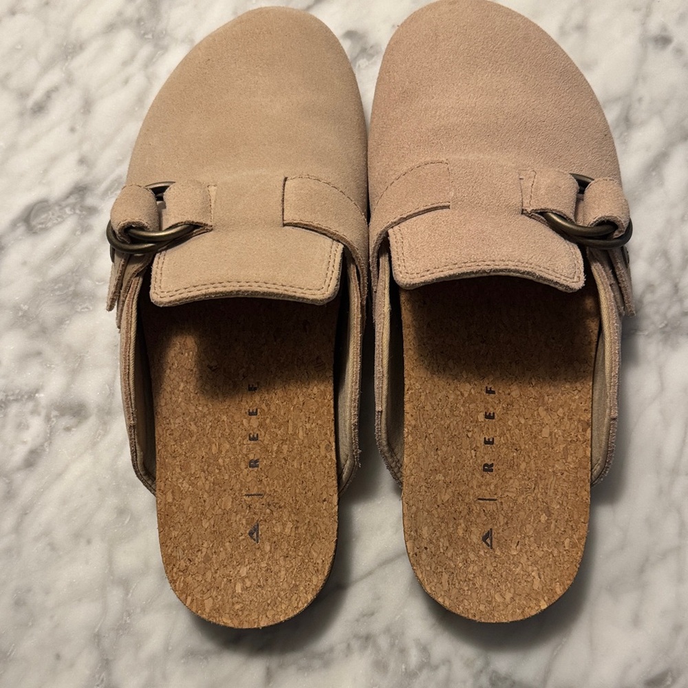 Reef Tan Suede Mules